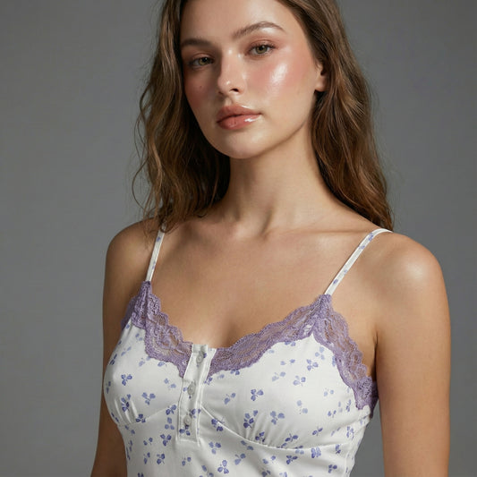 BloomLace Floral Mini Nightdress
