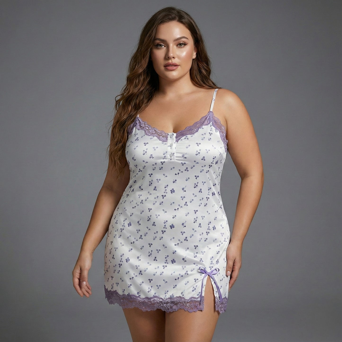BloomLace Floral Mini Nightdress