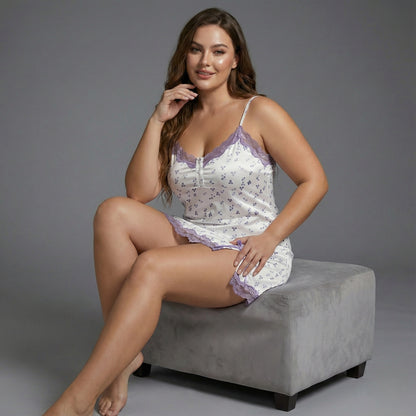 BloomLace Floral Mini Nightdress